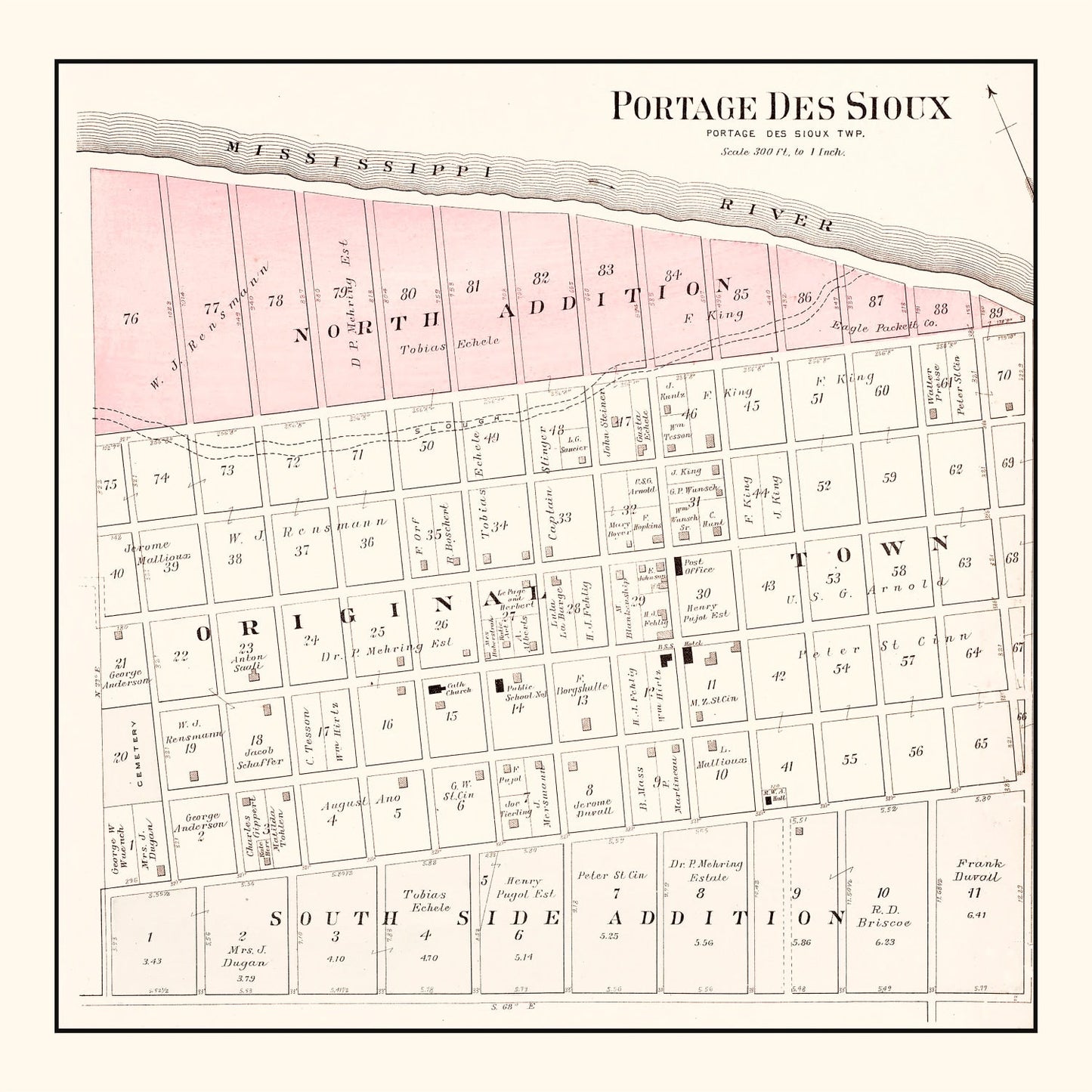 Vintage Map of Portage des Sioux, Missouri 1905