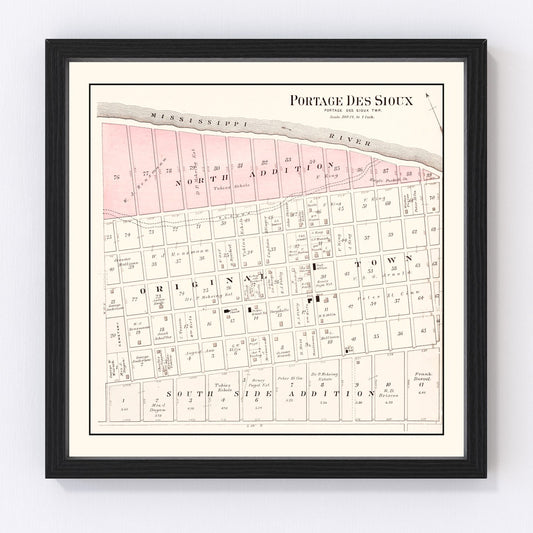 Vintage Map of Portage des Sioux, Missouri 1905
