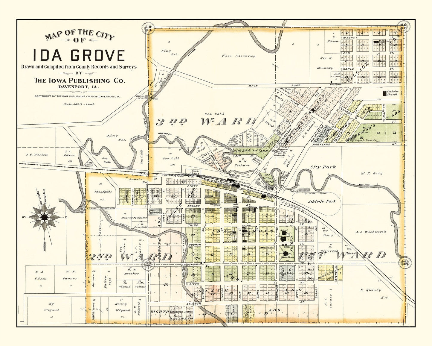 Vintage Map of Ida Grove, Iowa 1906