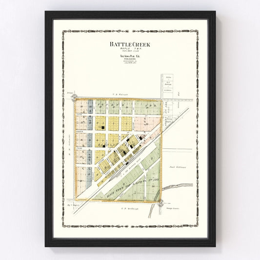 Vintage Map of Battle Creek, Iowa 1906
