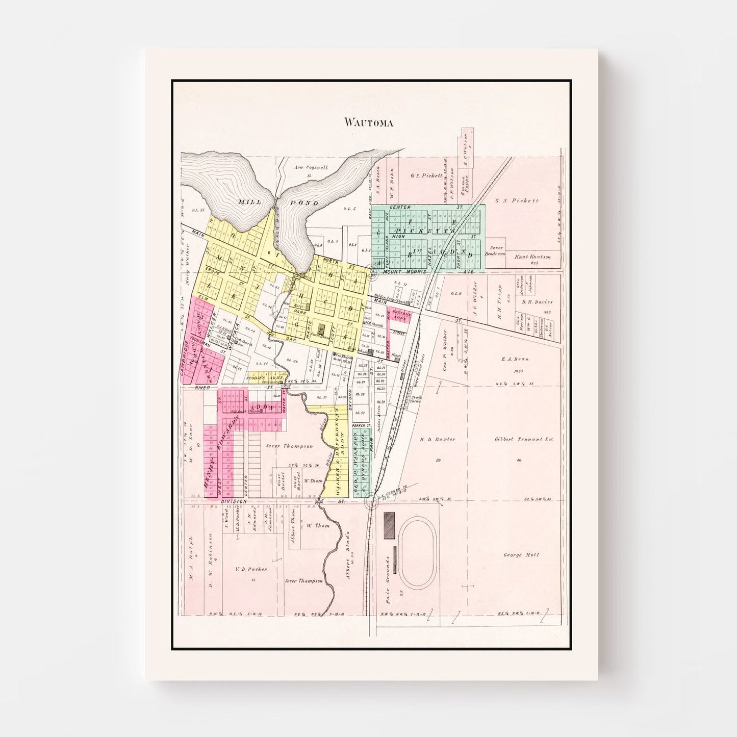 Vintage Map of Wautoma, Wisconsin 1906