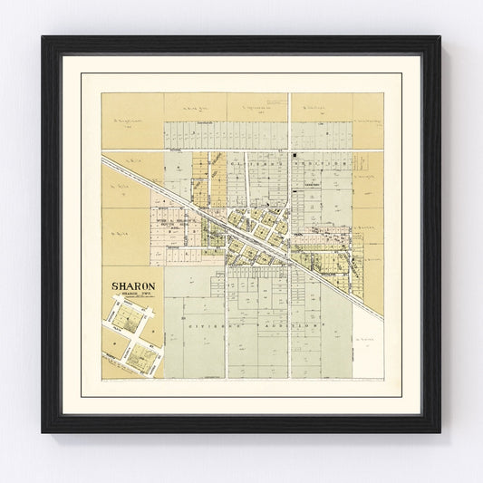 Vintage Map of Sharon, Wisconsin 1907