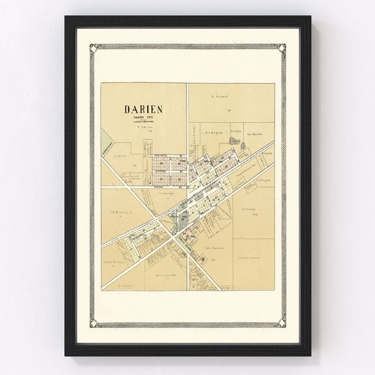 Vintage Map of Darien, Wisconsin 1907