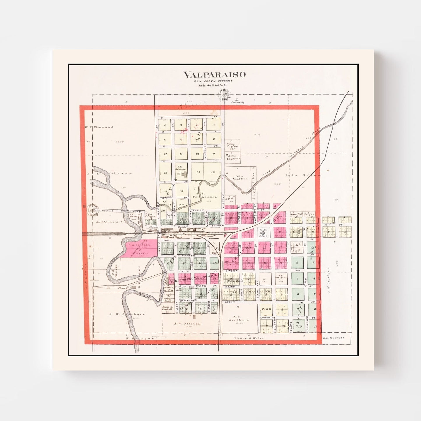 Vintage Map of Valparaiso, Nebraska 1907