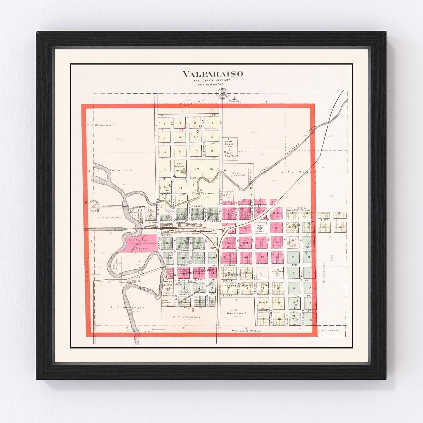 Vintage Map of Valparaiso, Nebraska 1907