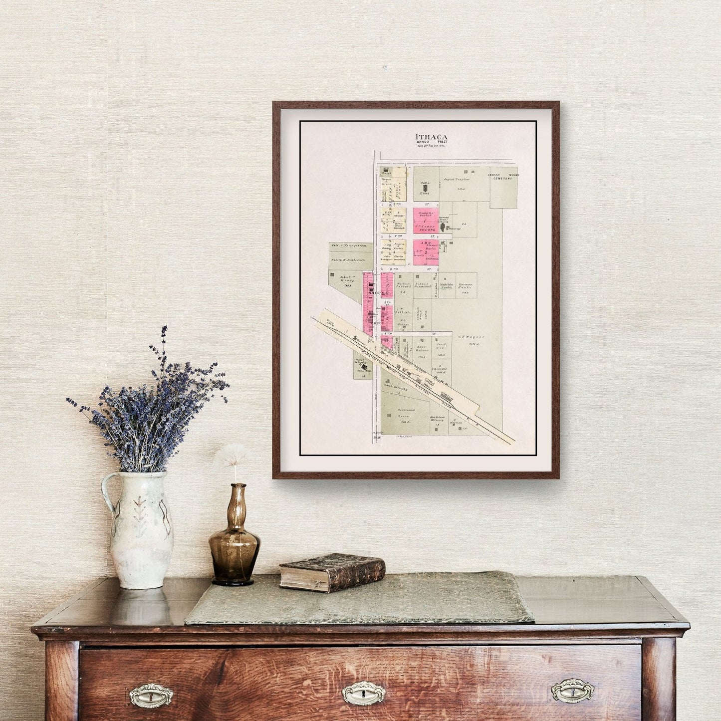 Vintage Map of Ithaca, Nebraska 1907