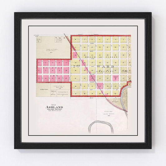 Vintage Map of Ashland, Nebraska 1907