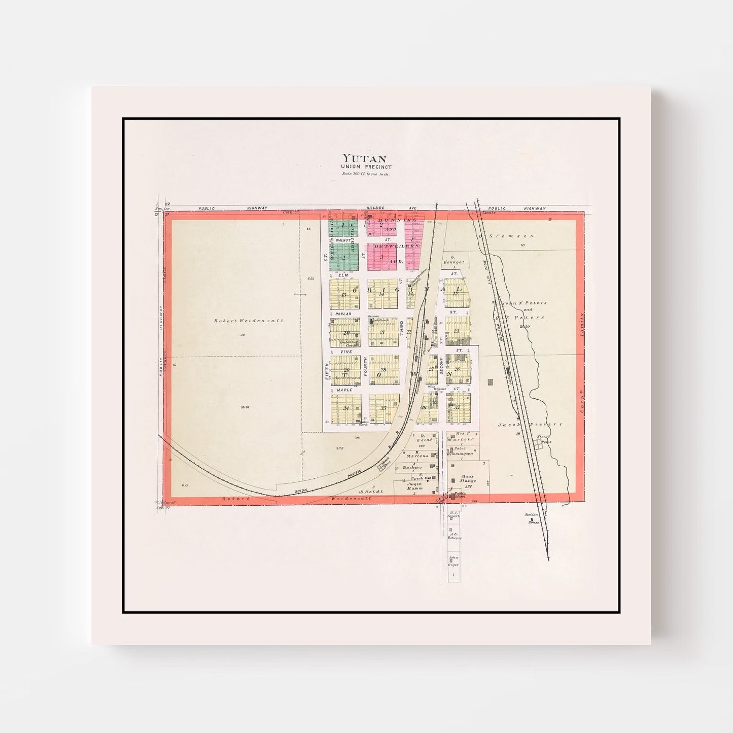 Vintage Map of Yutan, Nebraska 1907