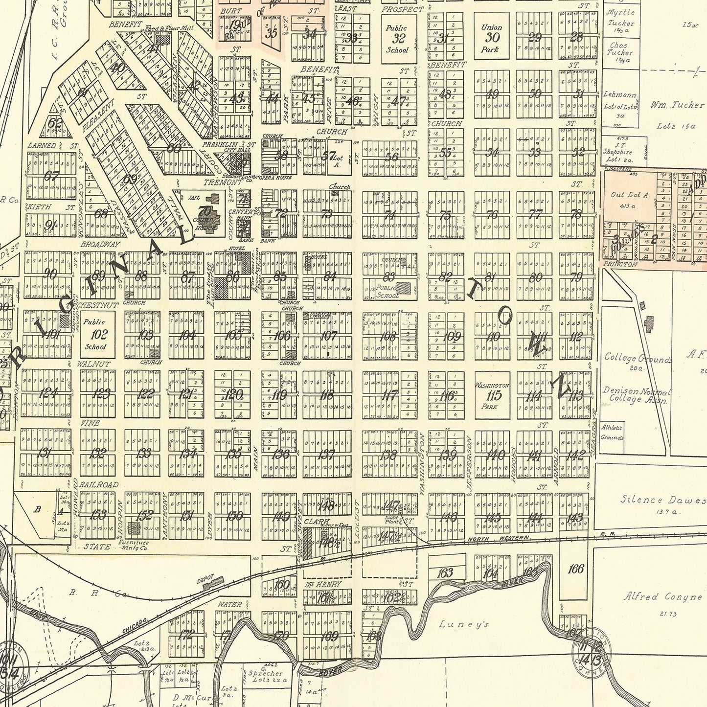 Vintage Map of Denison, Iowa 1908
