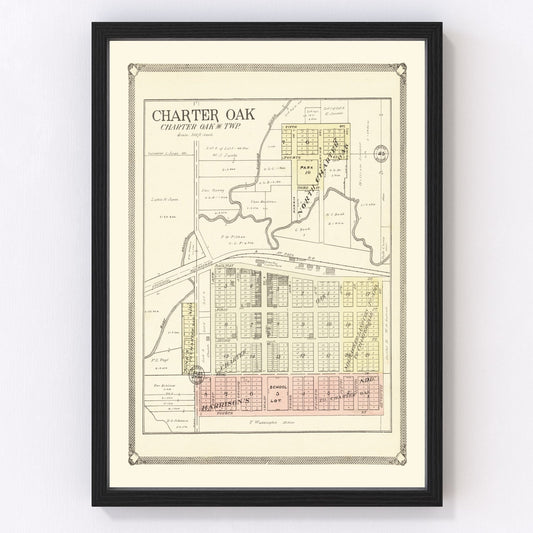 Vintage Map of Charter Oak, Iowa 1908