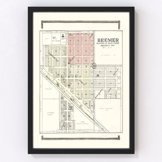 Vintage Map of Beemer, Nebraska 1908