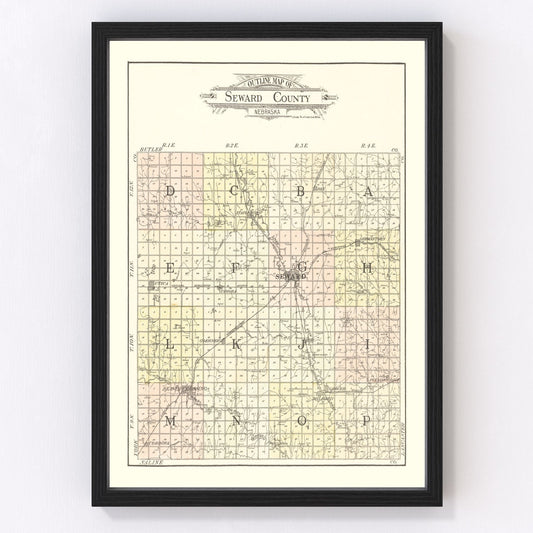 Vintage Map of Seward County, Nebraska 1908