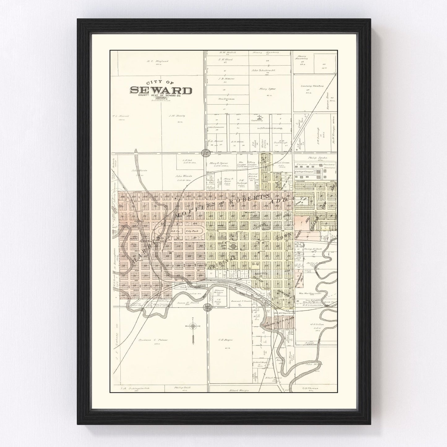 Vintage Map of Seward, Nebraska 1908