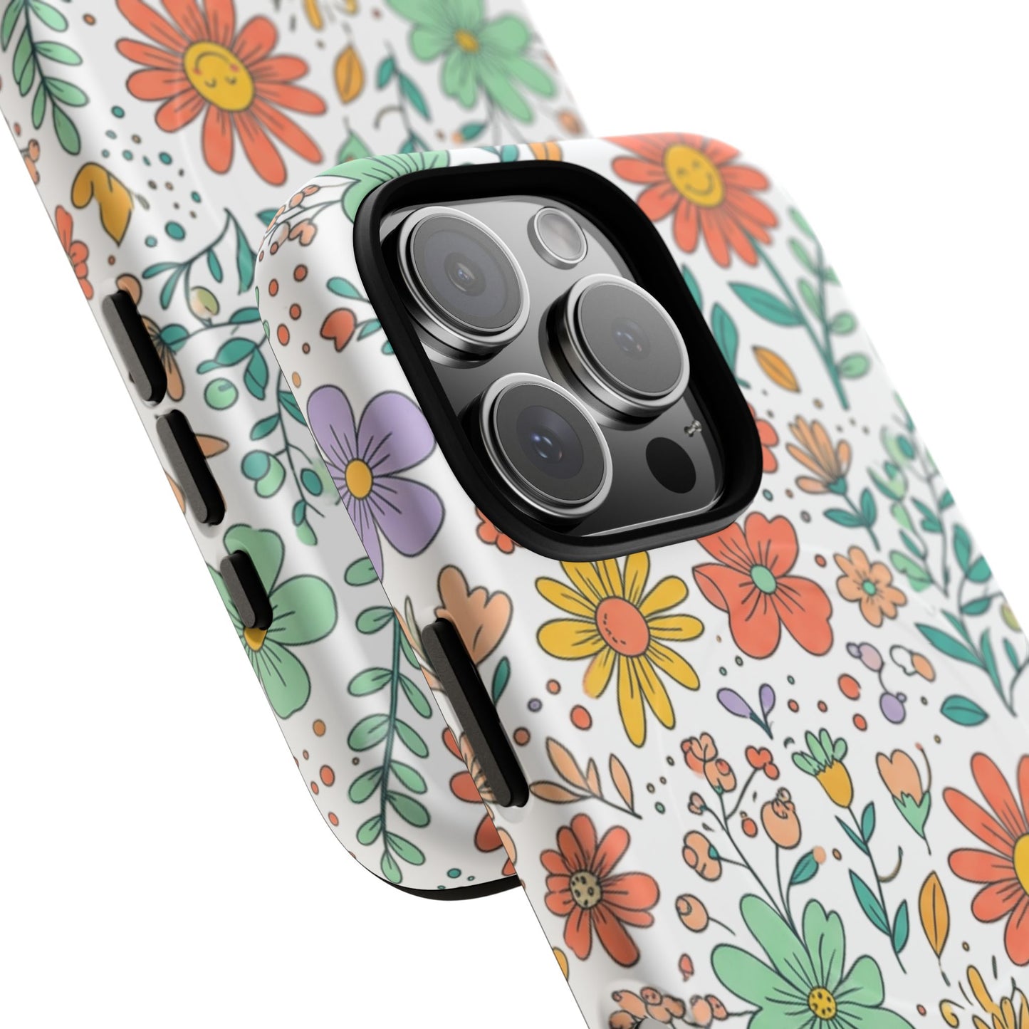 Floral Doodle Tough Magnetic Phone Case – Colorful Wildflower Protection