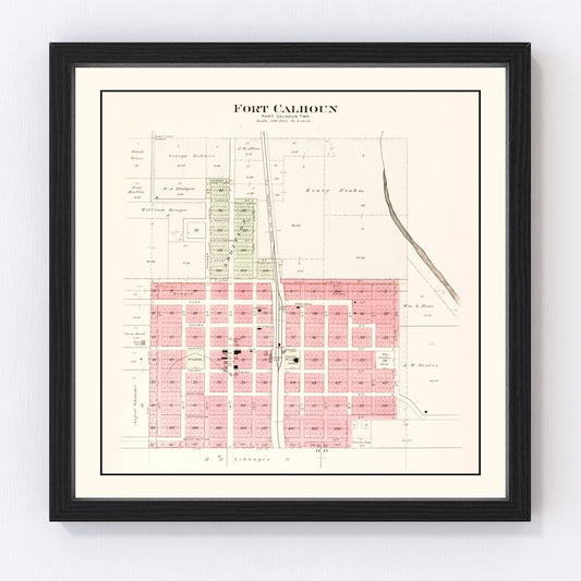 Vintage Map of Fort Calhoun, Nebraska 1908