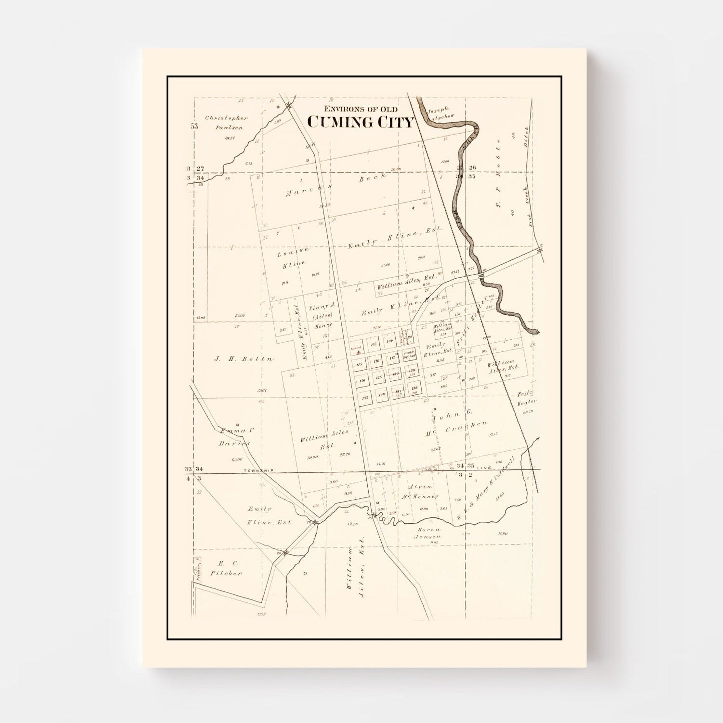 Vintage Map of Cuming, Nebraska 1908
