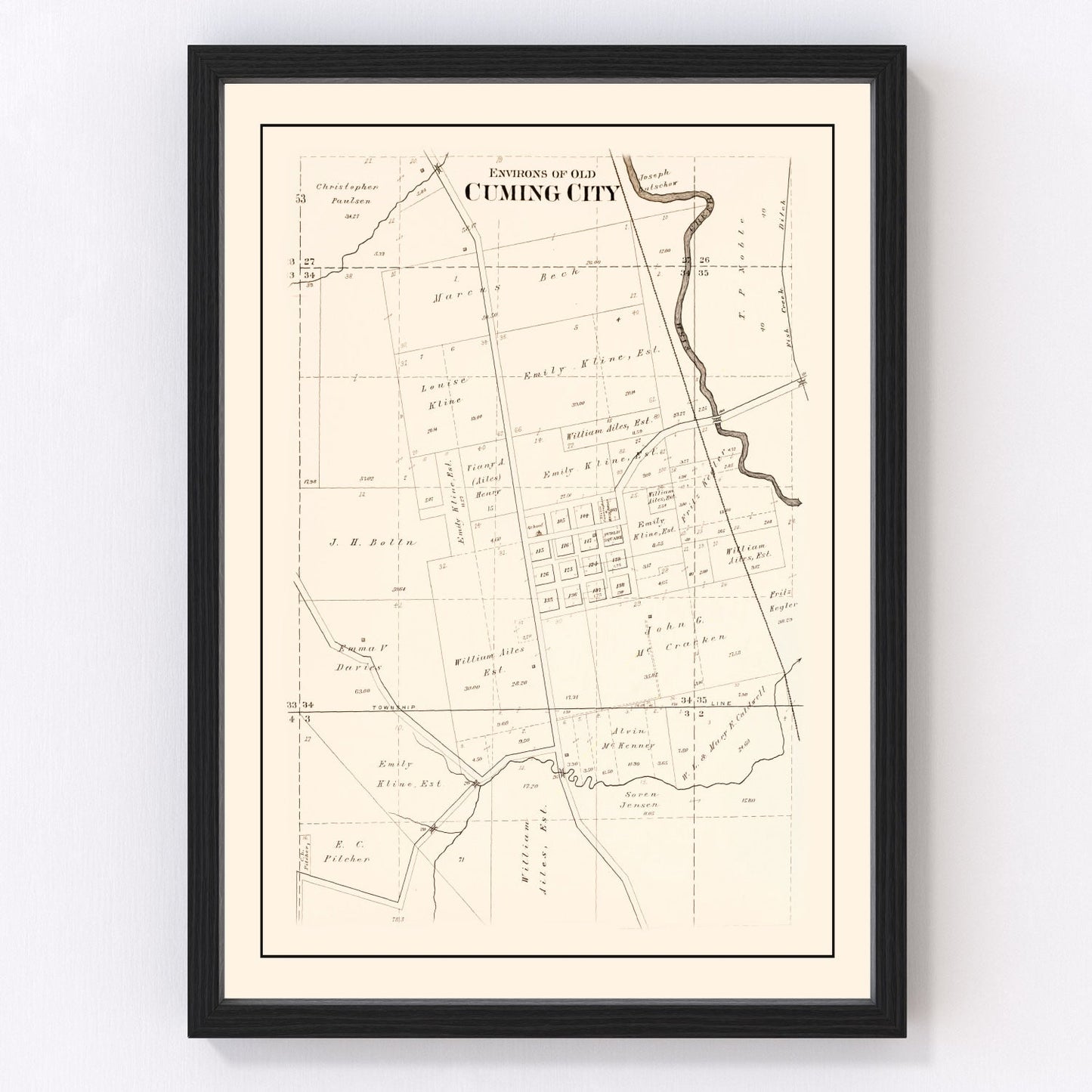 Vintage Map of Cuming, Nebraska 1908
