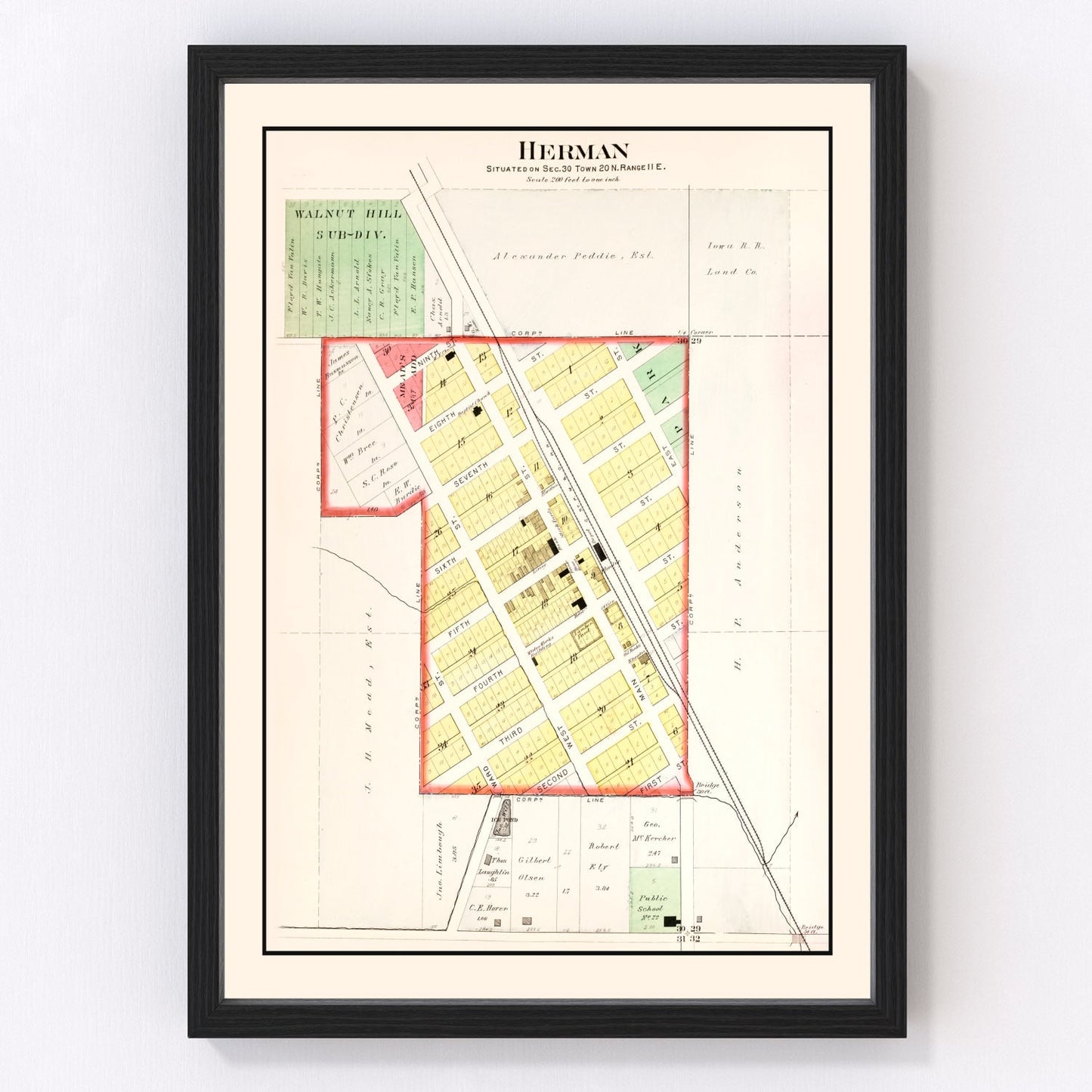 Vintage Map of Herman, Nebraska 1908