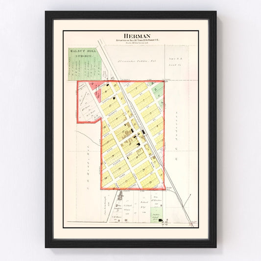 Vintage Map of Herman, Nebraska 1908