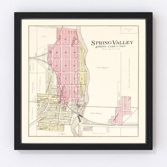Vintage Map of Spring Valley, Wisconsin 1908