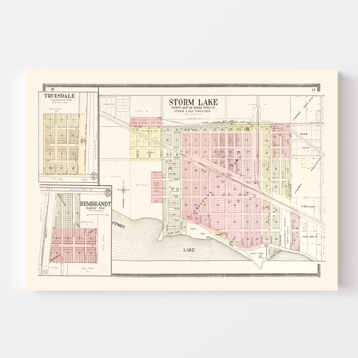 Vintage Map of Storm Lake, Iowa 1908