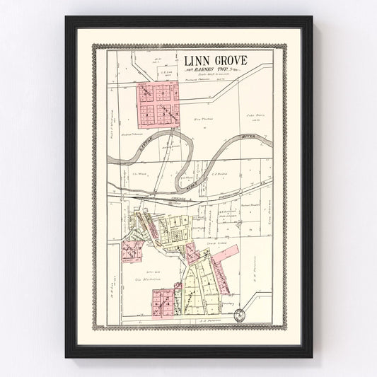 Vintage Map of Linn Grove, Iowa 1908