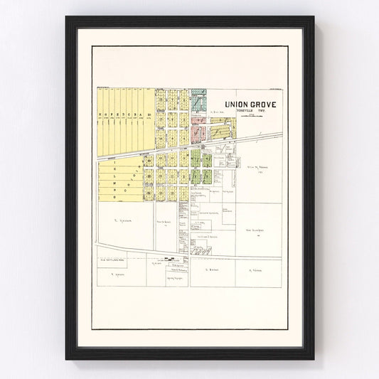 Vintage Map of Union Grove, Wisconsin 1908