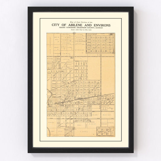 Vintage Map of Abilene, Kansas 1909