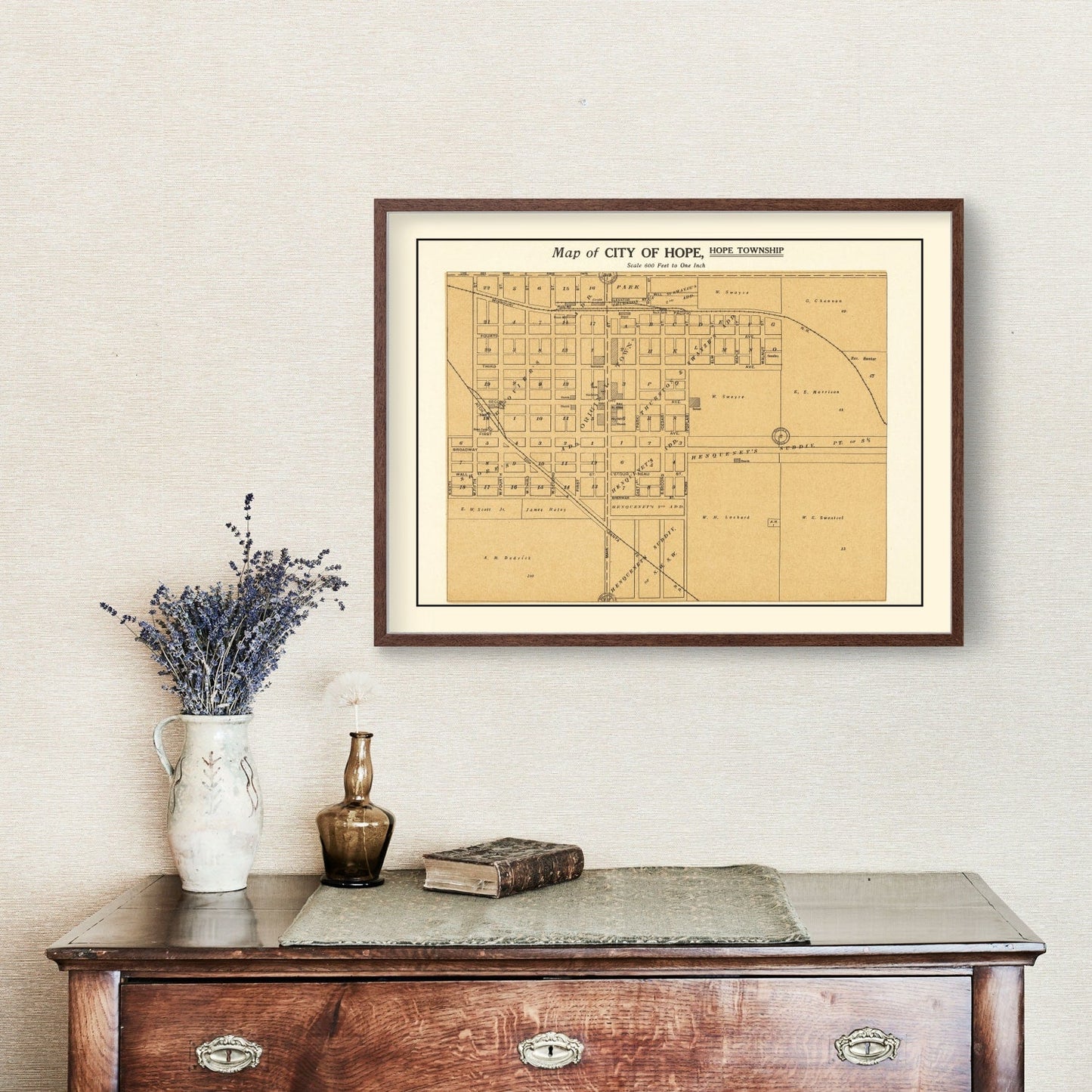 Vintage Map of Hope, Kansas 1909