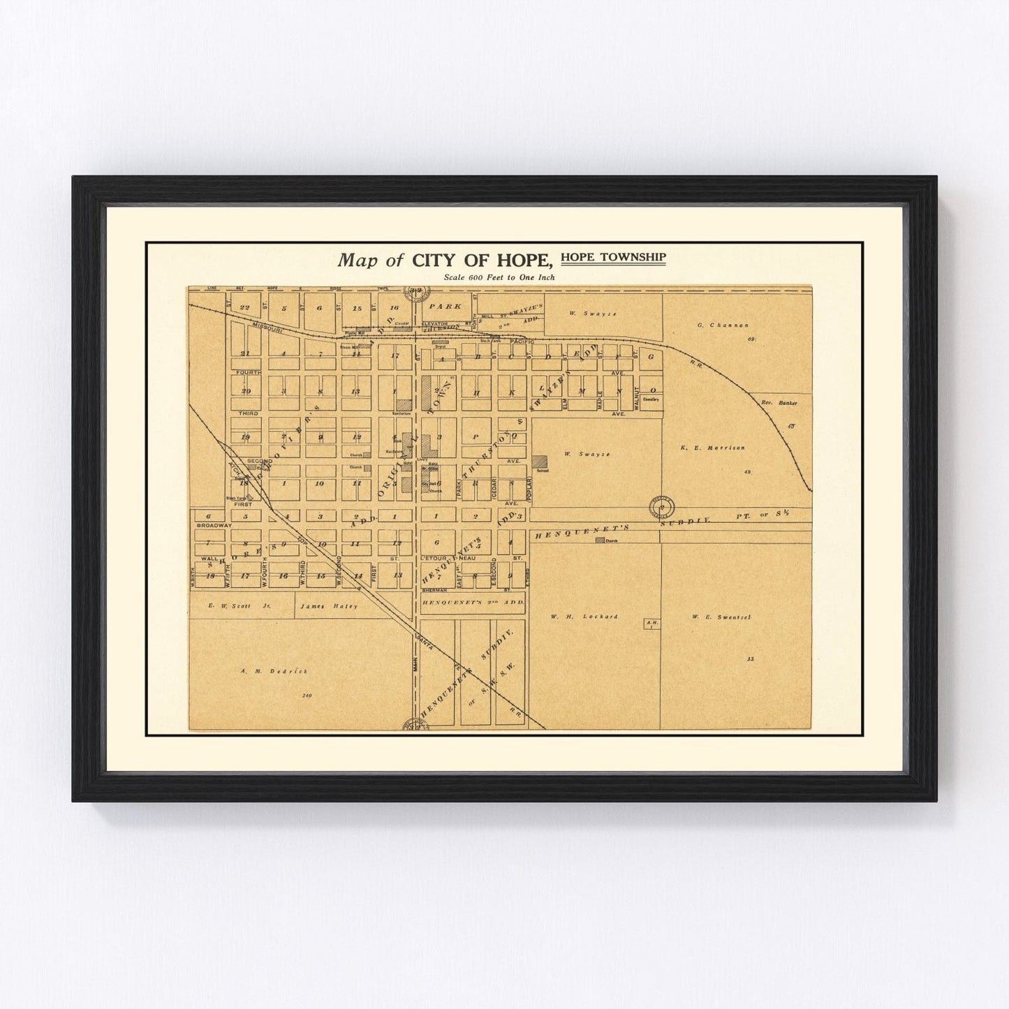 Vintage Map of Hope, Kansas 1909