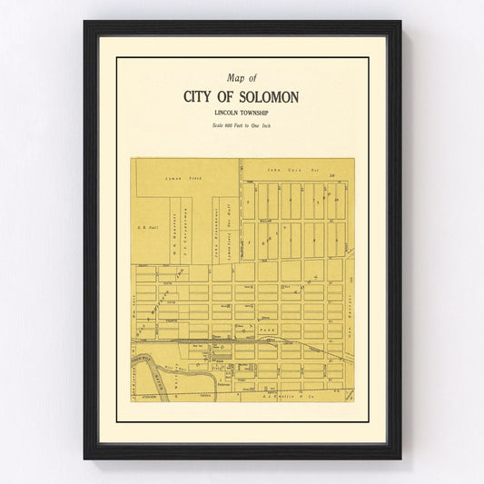 Vintage Map of Solomon, Kansas 1909