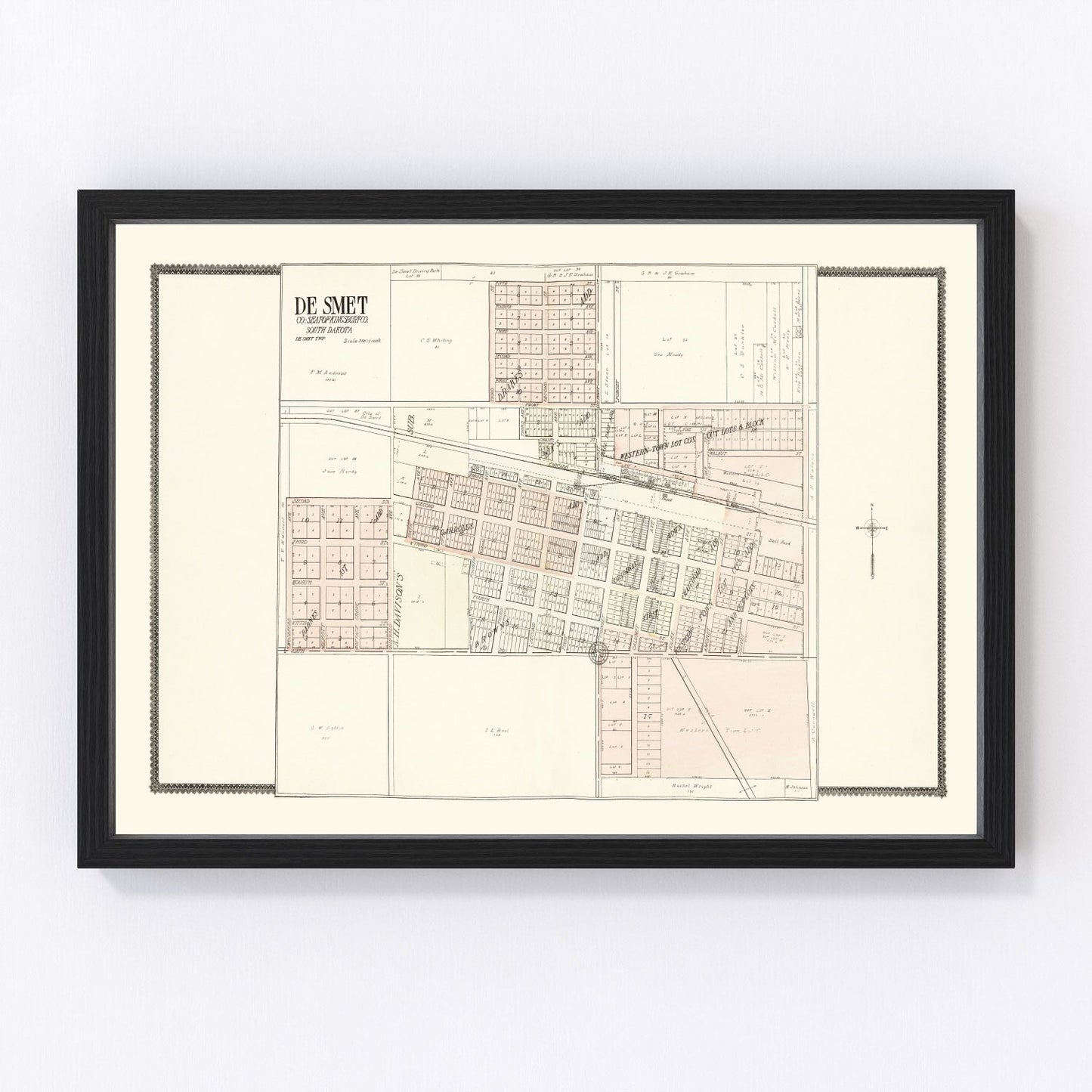 Vintage Map of De Smet, South Dakota 1909