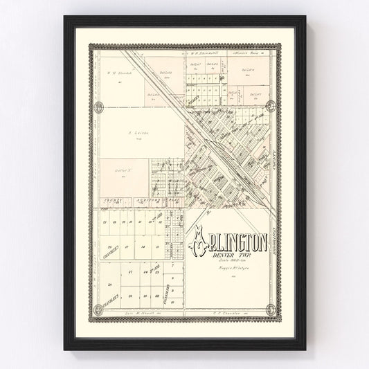 Vintage Map of Arlington, South Dakota 1909