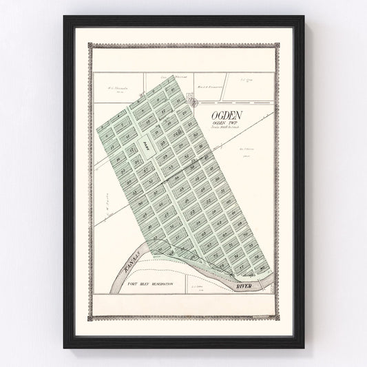 Vintage Map of Ogden, Kansas 1909