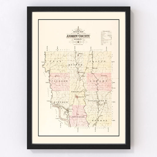 Vintage Map of Andrew County, Missouri 1909