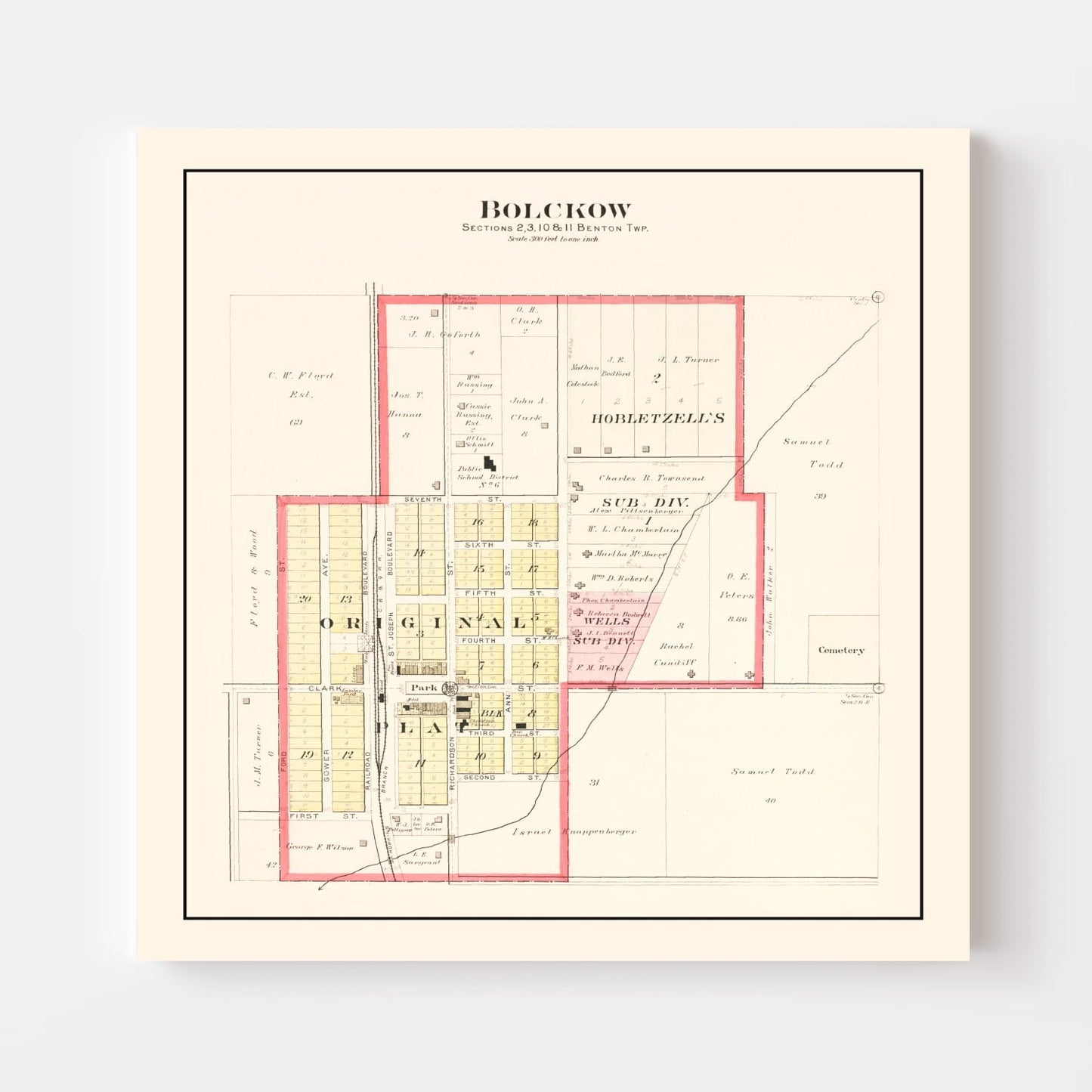 Vintage Map of Bolckow, Missouri 1909