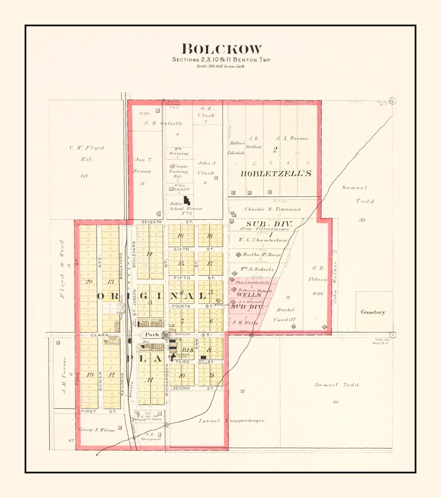 Vintage Map of Bolckow, Missouri 1909