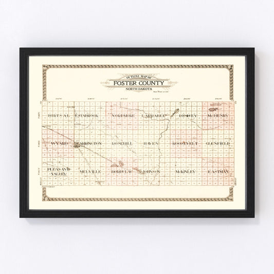 Vintage Map of Foster County, North Dakota 1910