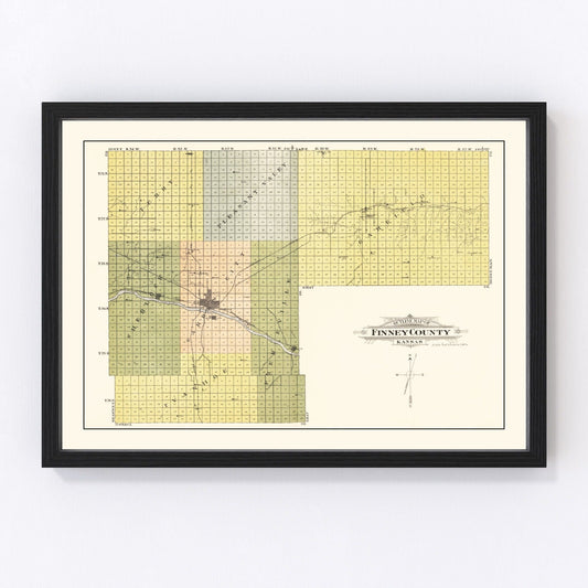 Vintage Map of Finney County, Kansas 1911