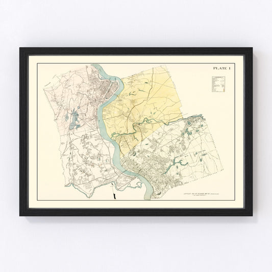 Vintage Map of Hampden County, Massachusetts 1912
