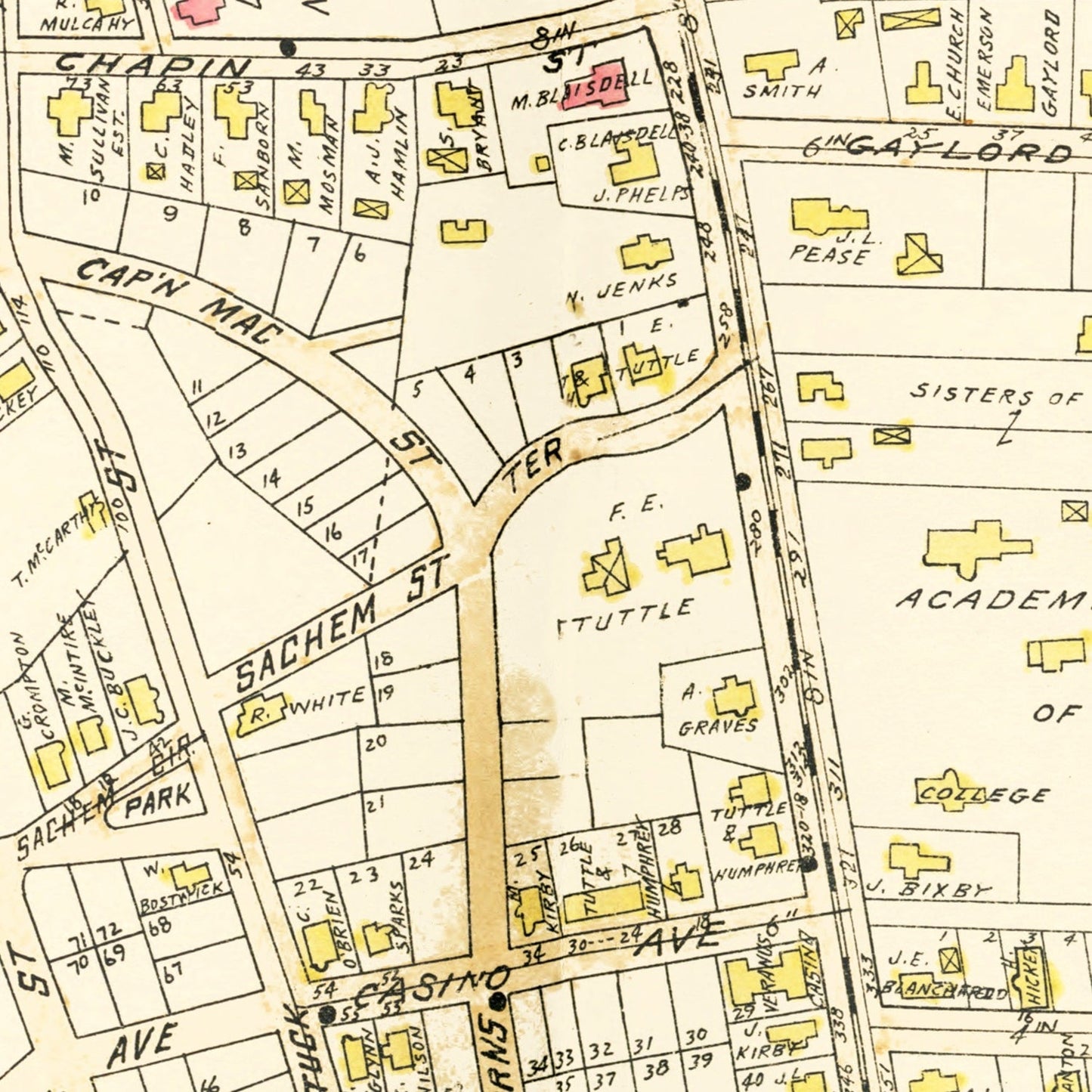 Vintage Map of Chicopee Center, Massachusetts 1912
