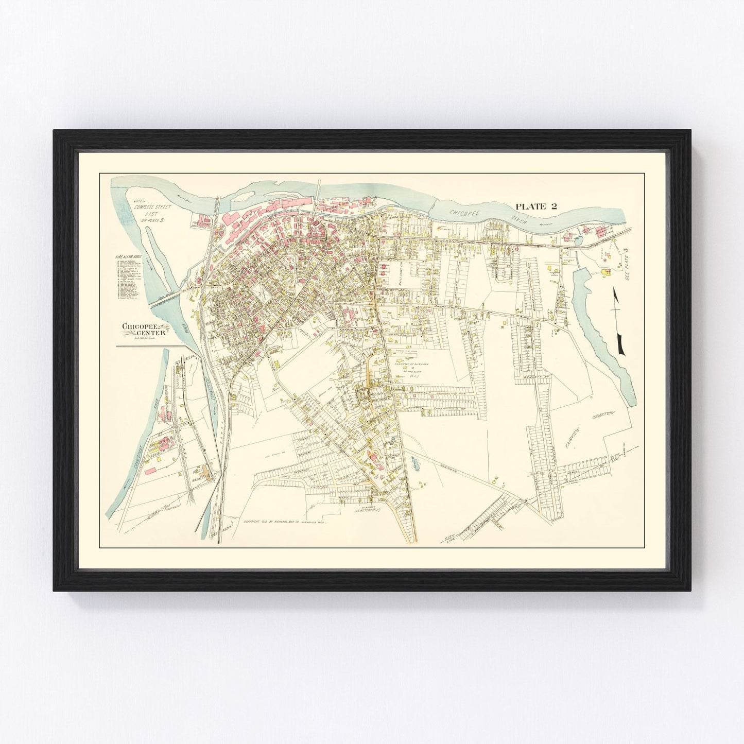 Vintage Map of Chicopee Center, Massachusetts 1912