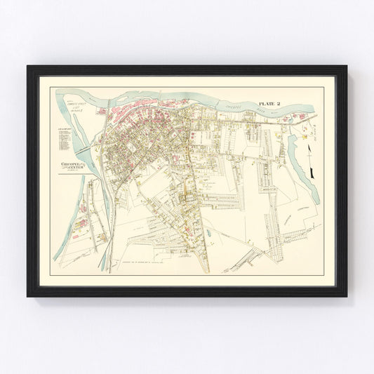 Vintage Map of Chicopee Center, Massachusetts 1912