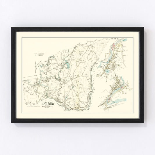 Vintage Map of Palmer, Massachusetts 1912