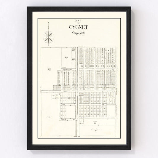 Vintage Map of Cygnet, Ohio 1912