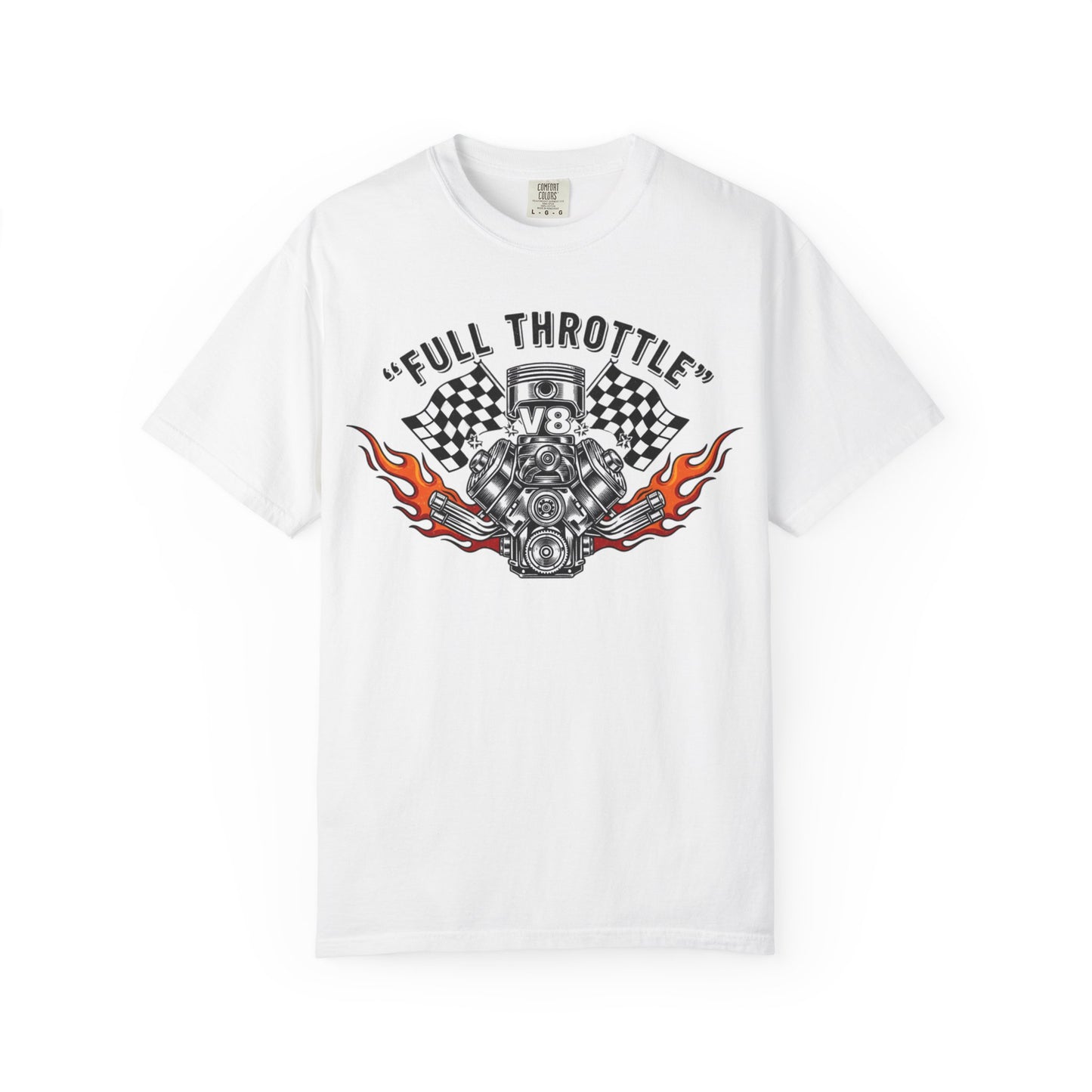 Full Throttle V8 Engine T-shirt | Racing Flags, Flames