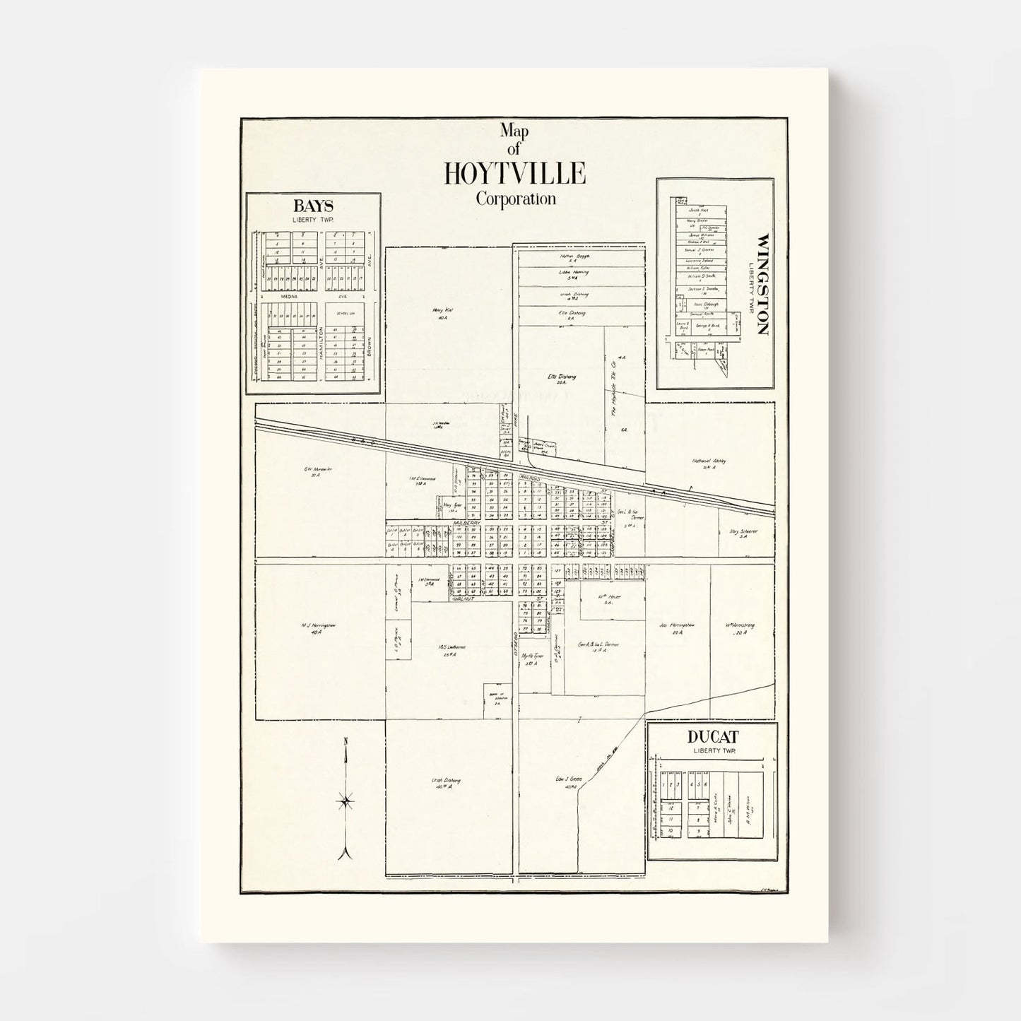 Vintage Map of Hoytville, Ohio 1912