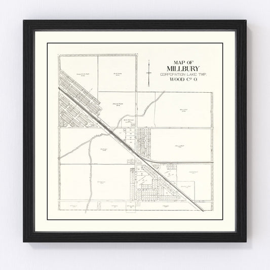 Vintage Map of Millbury, Ohio 1912