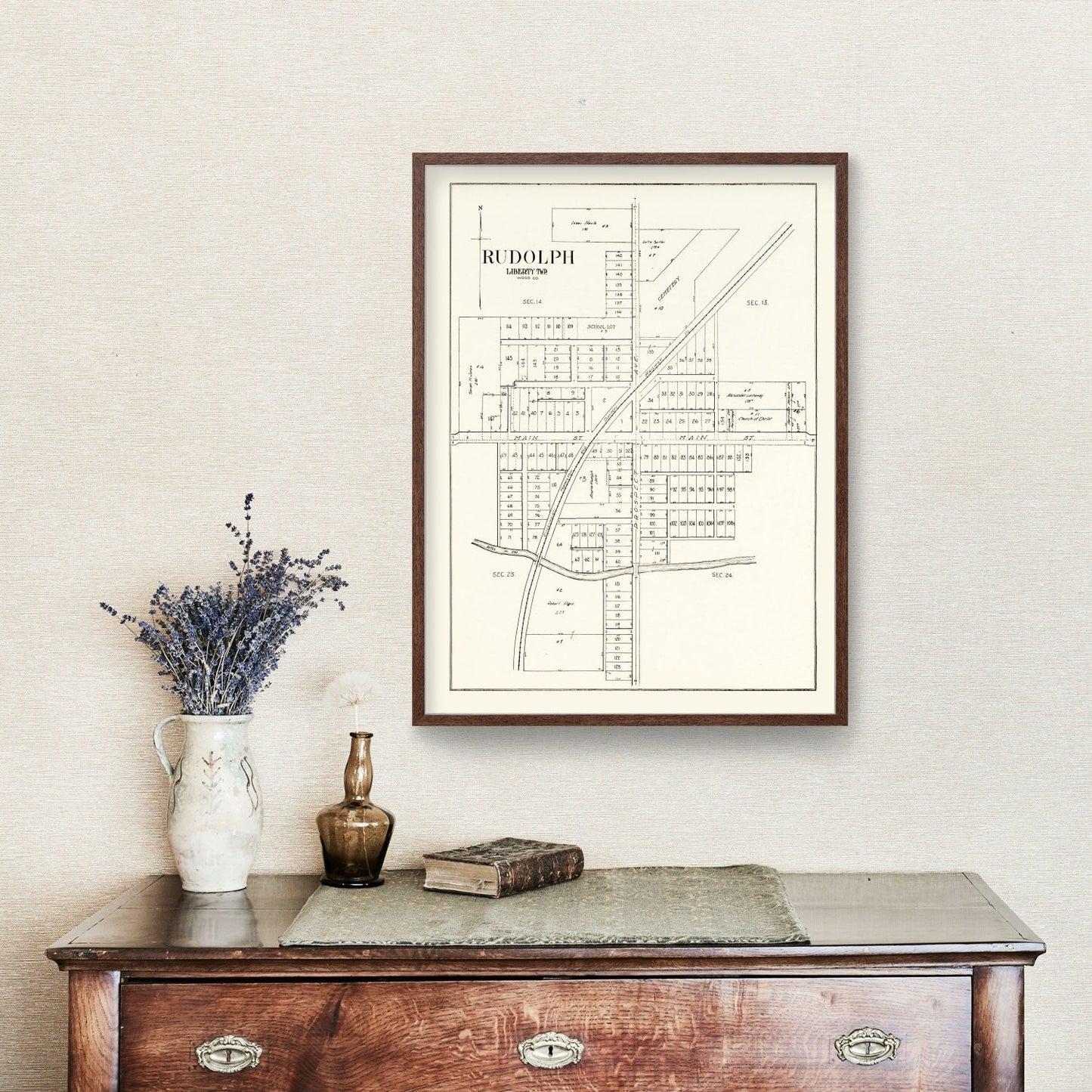 Vintage Map of Rudolph Township, Wood County, Ohio 1912