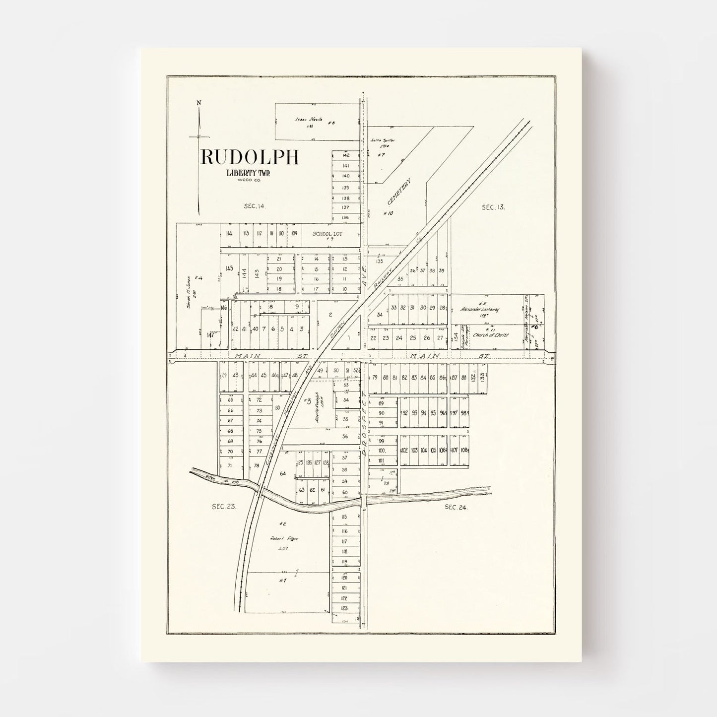 Vintage Map of Rudolph Township, Wood County, Ohio 1912